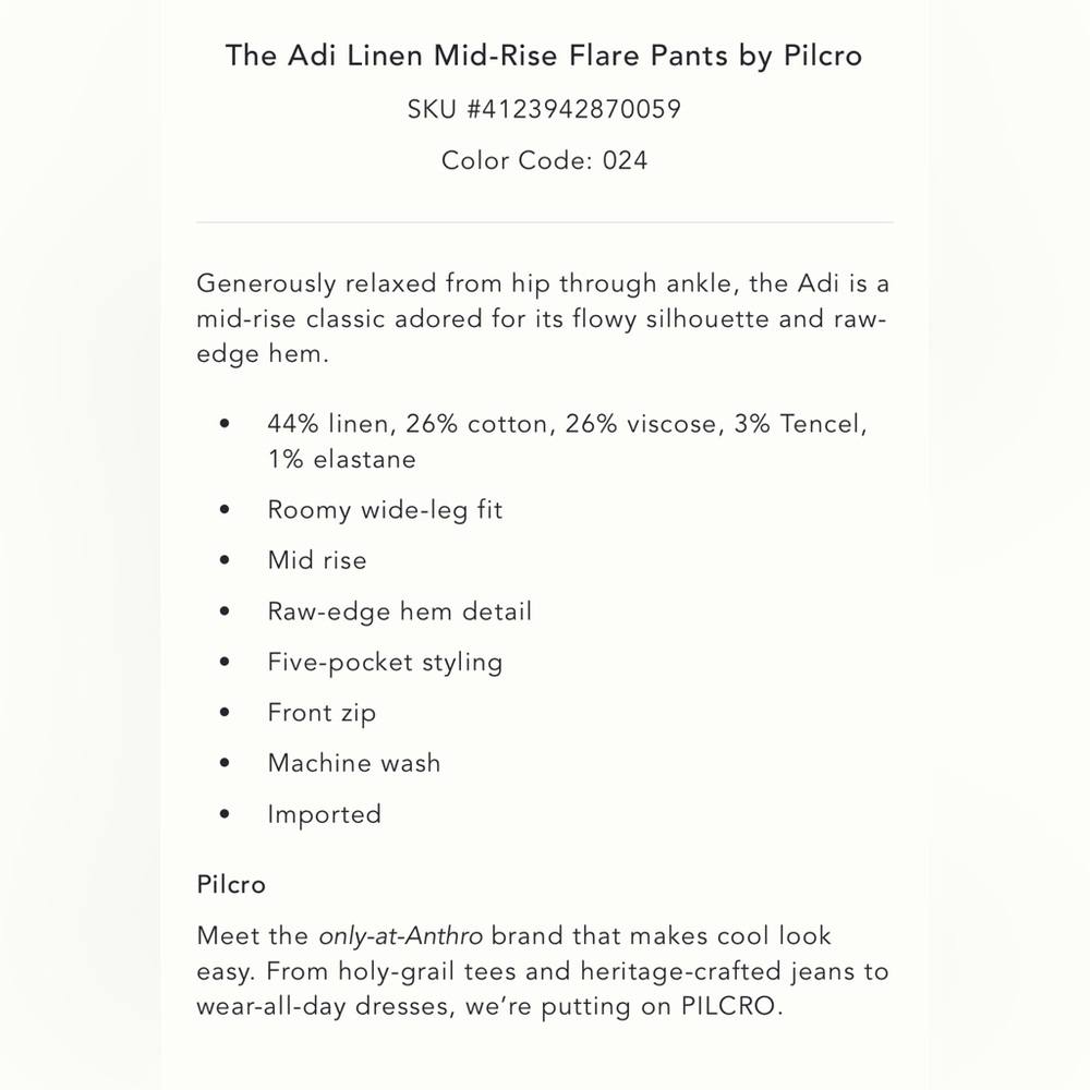 Pilcro Adi Mid Rise Flare Linen Edition: Beige - Picture 4 of 9